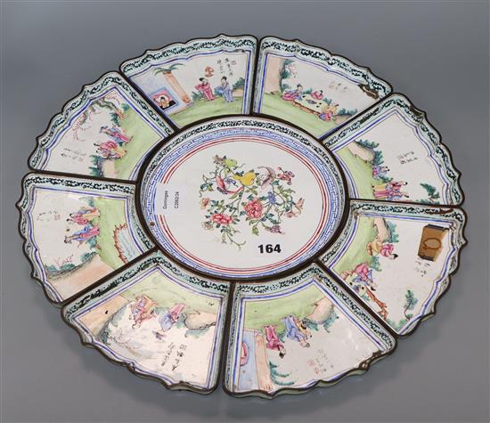 A Canton enamel supper tray set, 18th / 19th century